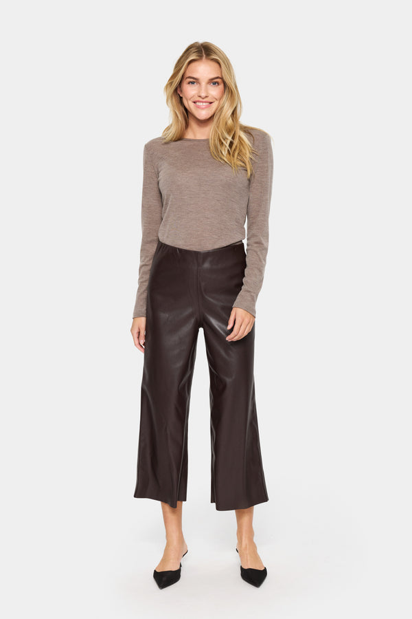 cacatoès Saint Dowie Leather Wide Leg Faux leather Ankle Pant in Rain Drum