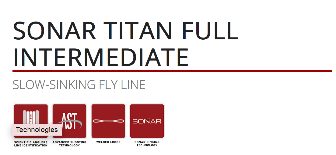 caddis fly Sonar Titan Full Intermediate Fly Line