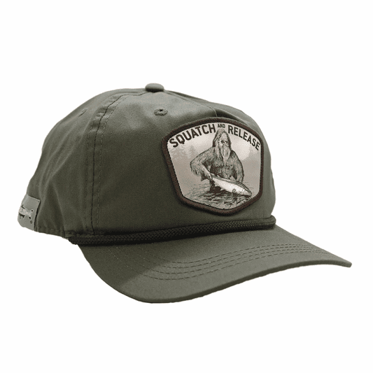 caddis fly Squatch and Release Badge Unstructured Hat