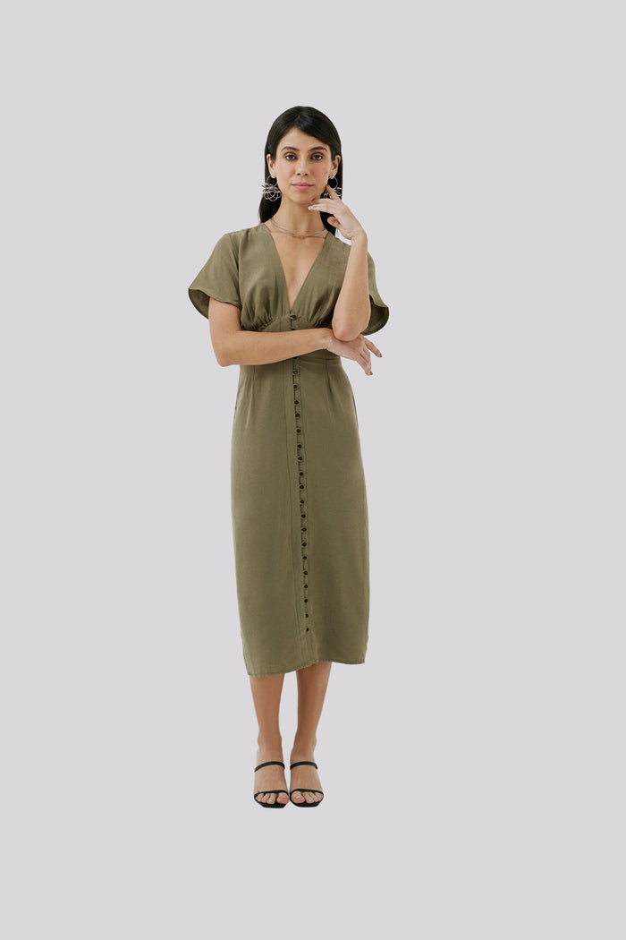 Caipora Dutra Petite Silk Midi Dress