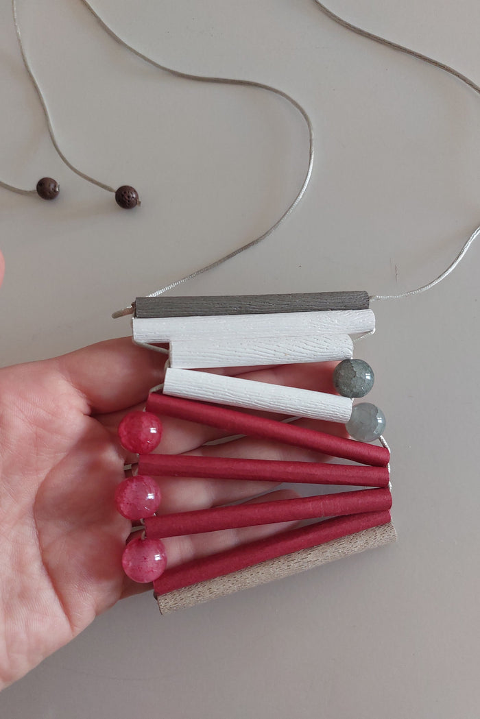 Caipora Geometric Agate And Paper Necklace