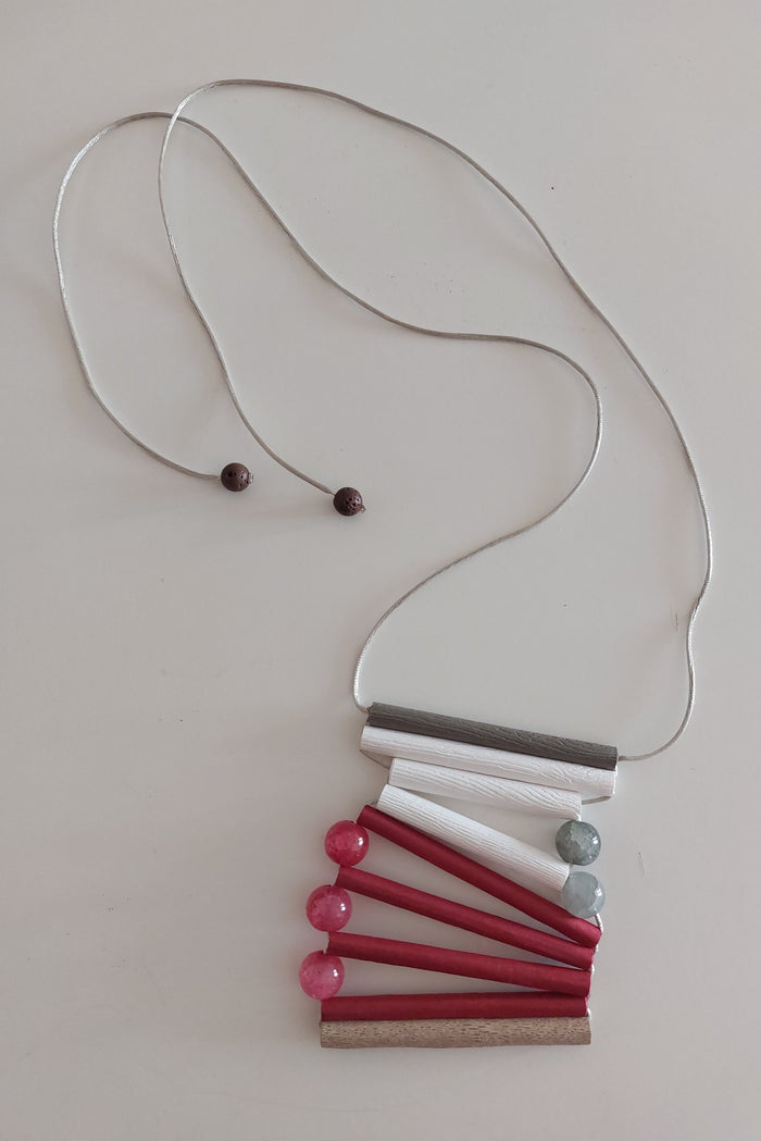 caipora Geometric Agate and Paper Necklace