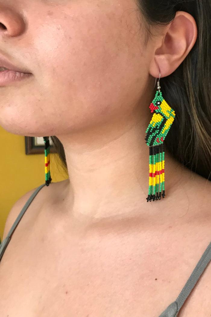 caipora Indigenous Macaw Bead Earrings - Waurá