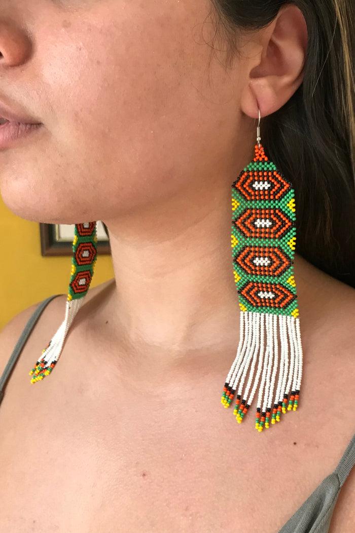caipora Indigenous Strip Bead Earrings - Waurá