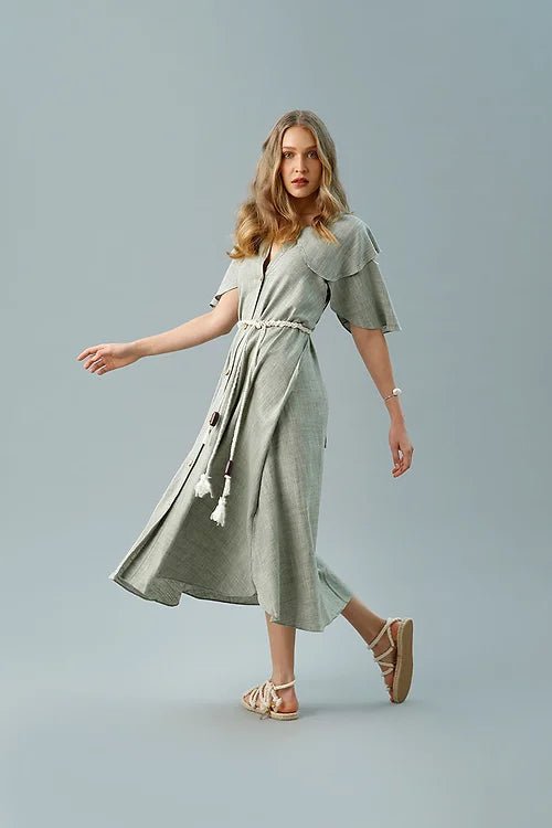 caipora Libélula Flor Linen Dress