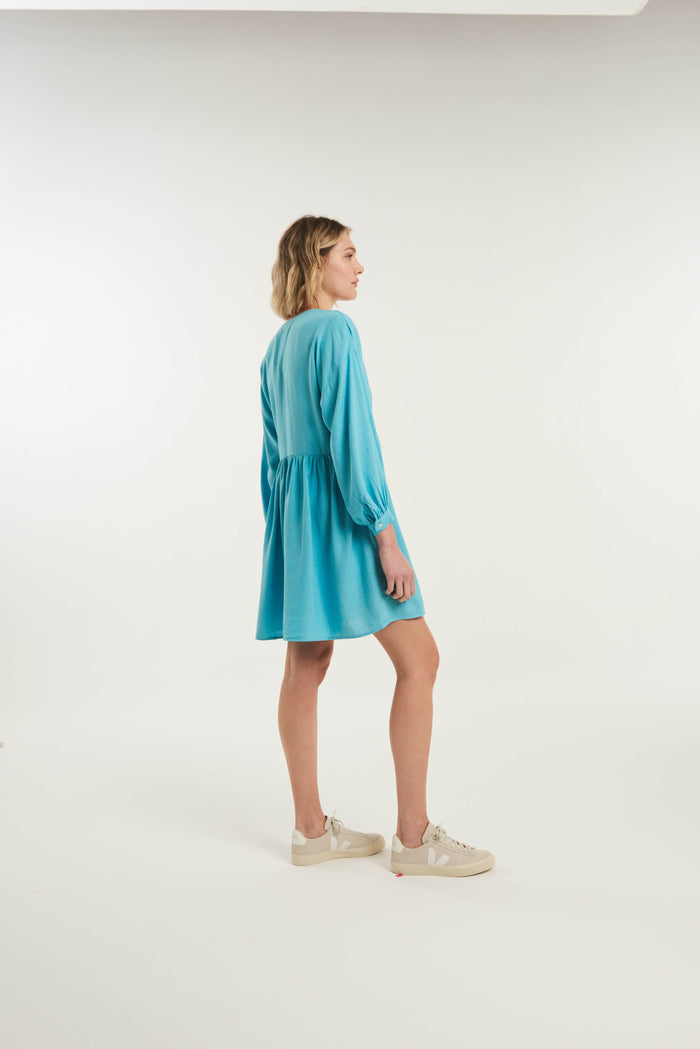 Caipora Maupiti V-Neck Mini Linen Dress
