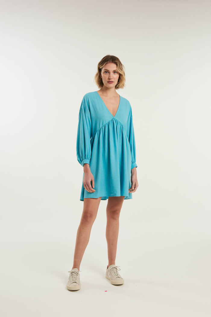 Caipora Maupiti V-Neck Mini Linen Dress