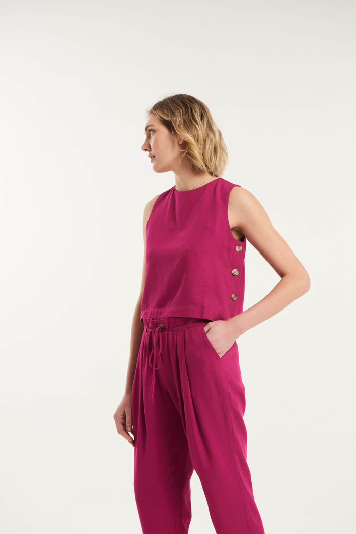 Caipora Orango Tapered Drawstring Linen Trousers