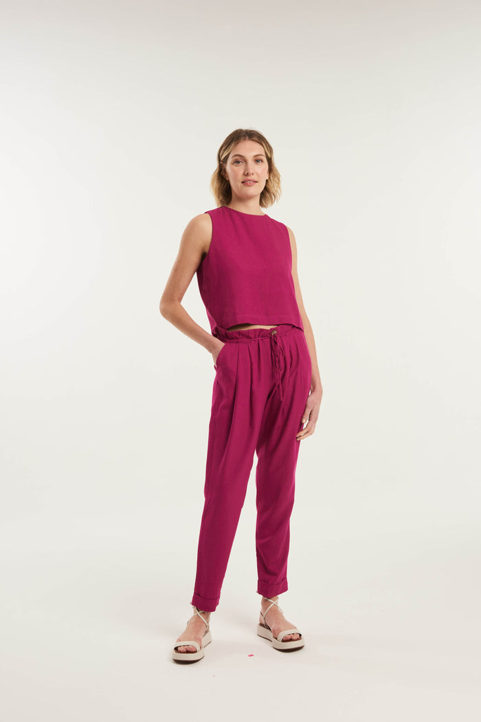 Caipora Orango Tapered Drawstring Linen Trousers