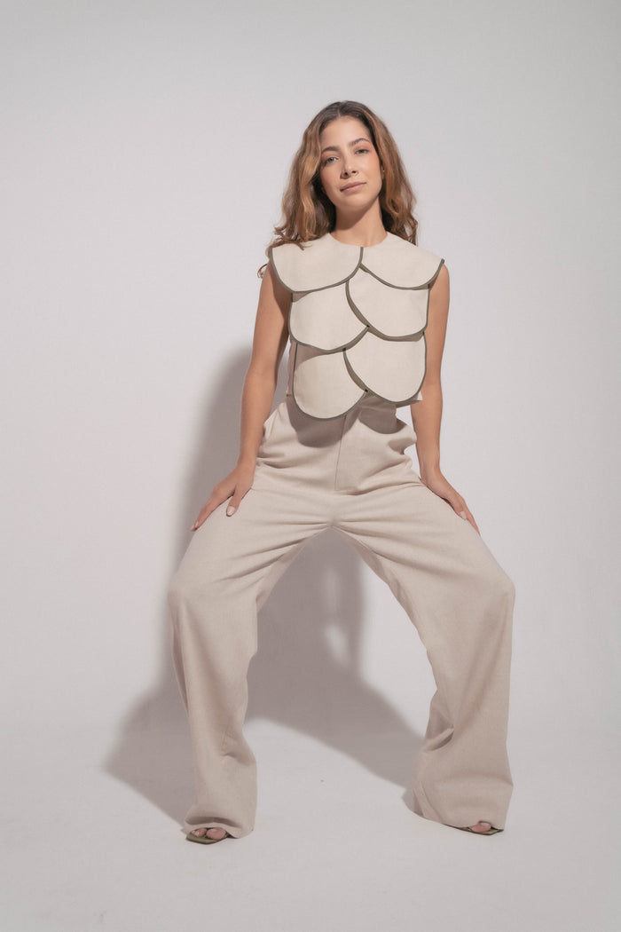 caipora Palma Linen Sleeveless Top