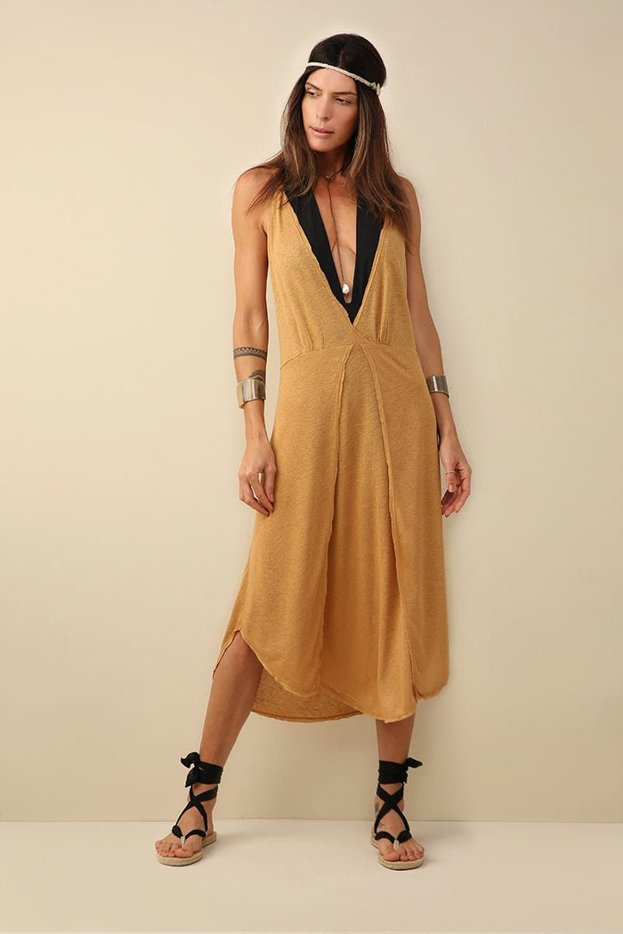 Caipora Pétalas Linen Knit Midi Dress