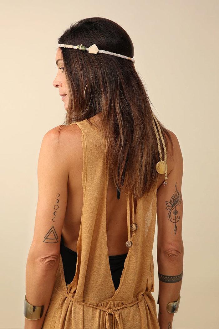 Caipora Pétalas Linen Knit Midi Dress