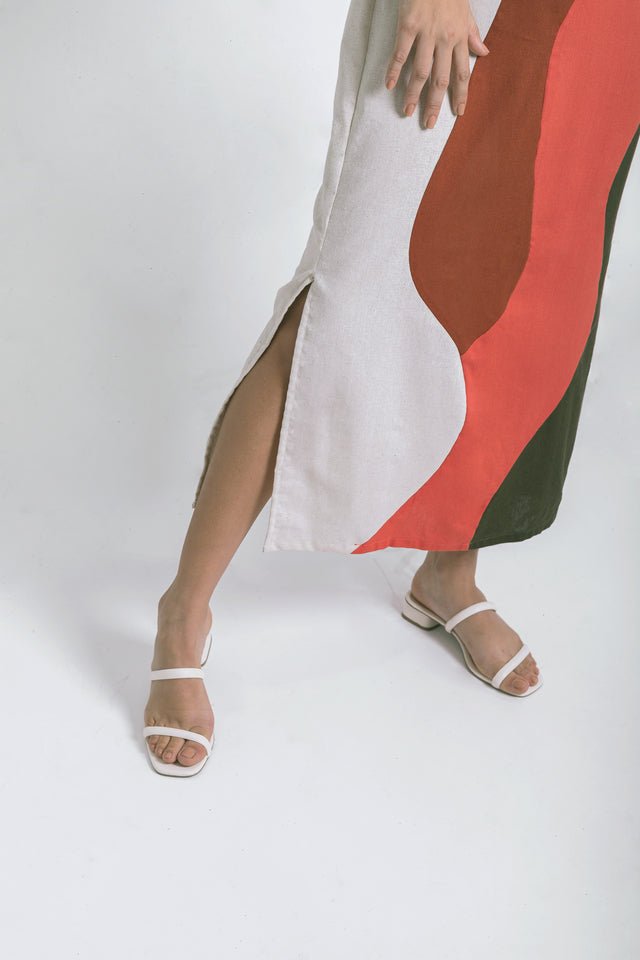 Caipora Sabiá Sleeveless Midi Linen Dress