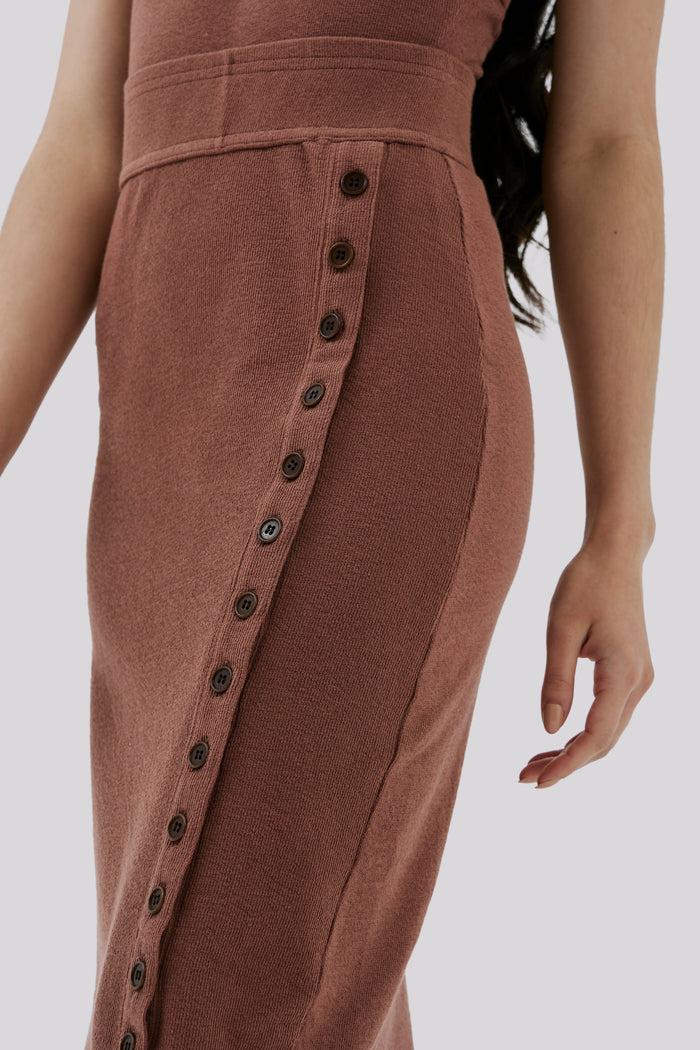 Caipora Sé Petite Cotton Body-Hugging Midi Skirt