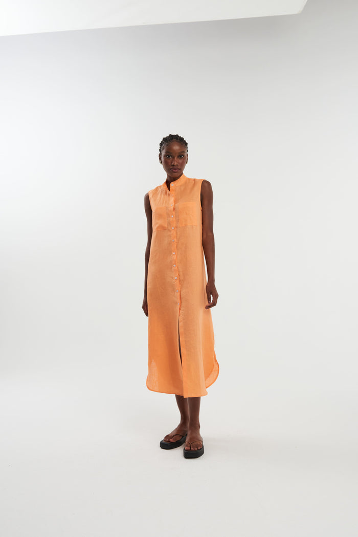 Caipora Serres Sleeveless Linen Shirt Dress