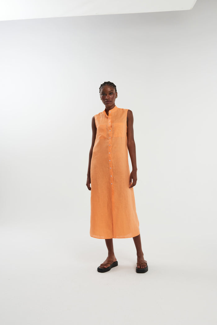 Caipora Serres Sleeveless Linen Shirt Dress