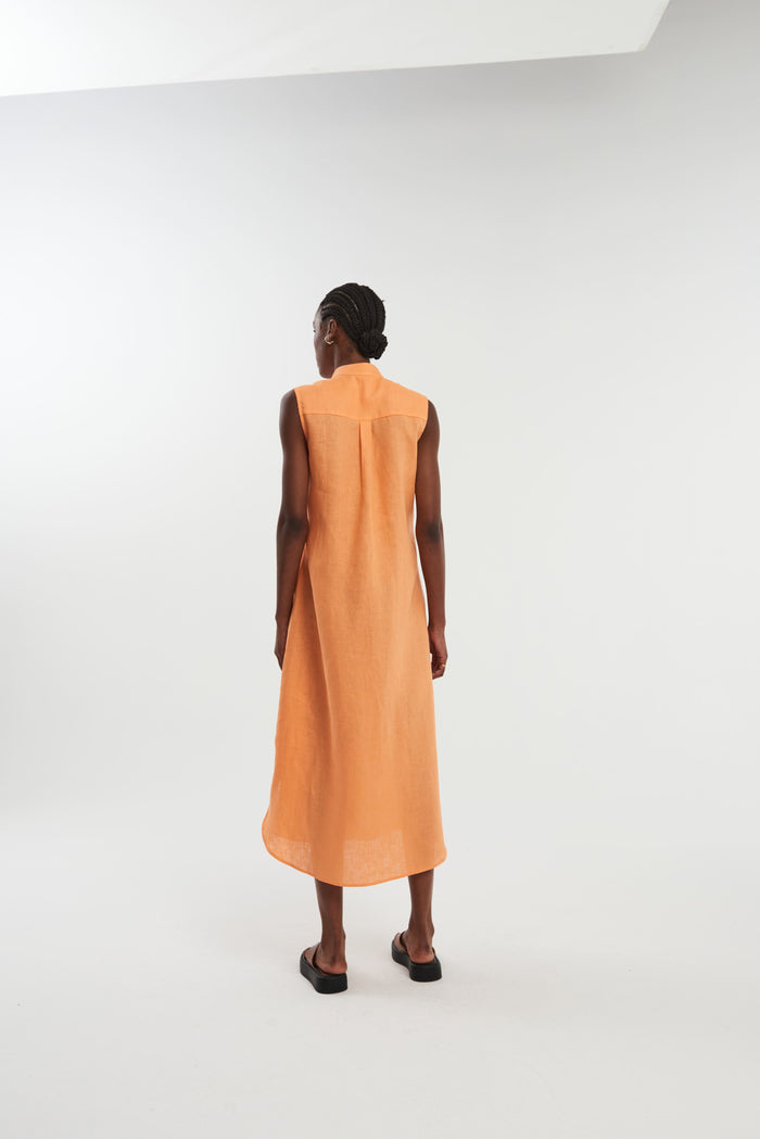 caipora Serres Sleeveless Linen Shirt Dress