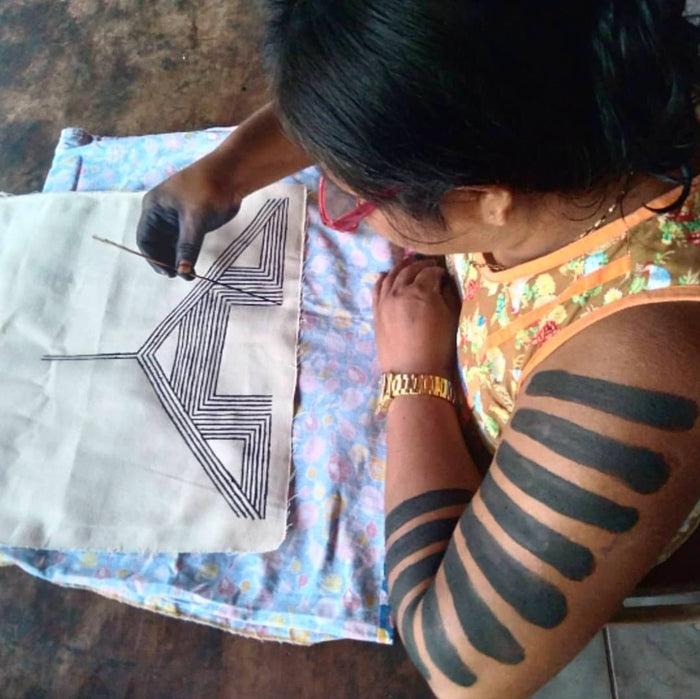 Caipora Indigenous Cotton Canvas Screen Print - Kayapó