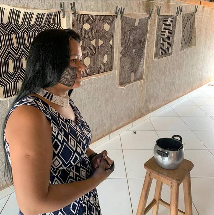 caipora Indigenous Cotton Canvas Screen Print - Kayapó