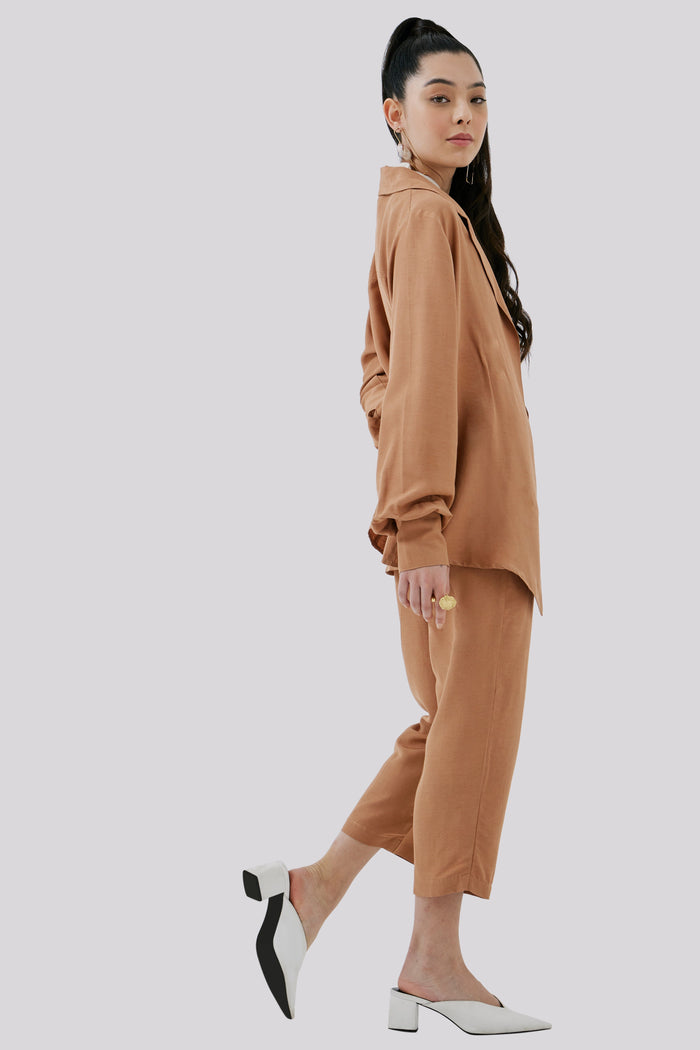 Caipora Pacaembu Petite High-Waist Tailored Silk Trousers