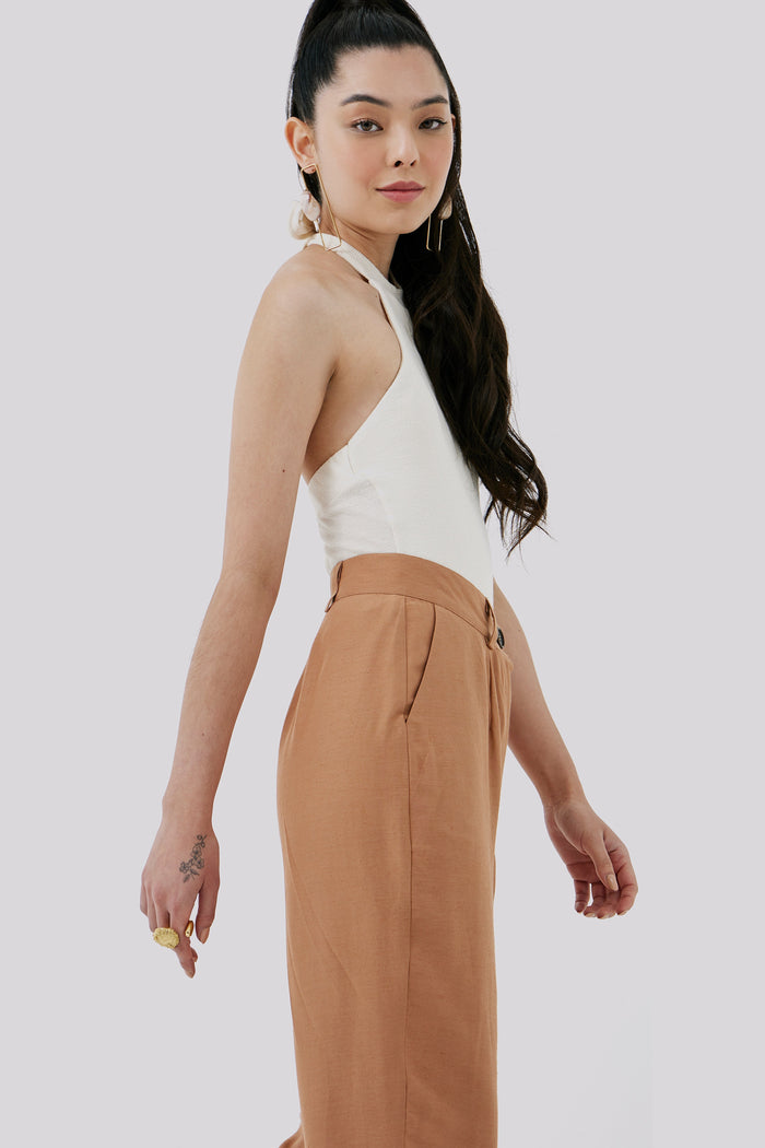 Caipora Pacaembu Petite High-Waist Tailored Silk Trousers