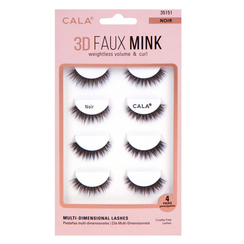 cala 3D FAUX MINK LASHES: NOIR (4 PACK)
