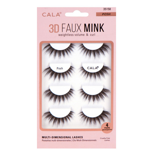 cala 3D FAUX MINK LASHES: POSH (4 PACK)
