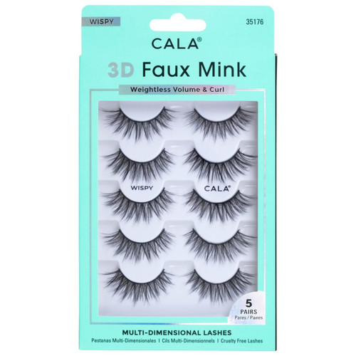cala 3D FAUX MINK LASHES: WISPY (5 PACK)