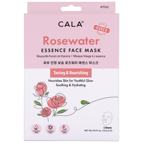 cala ESSENCE FACIAL MASKS: ROSEWATER (5 PKS)