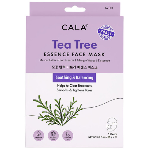 cala ESSENCE FACIAL MASKS: TEA TREE (5 PKS)