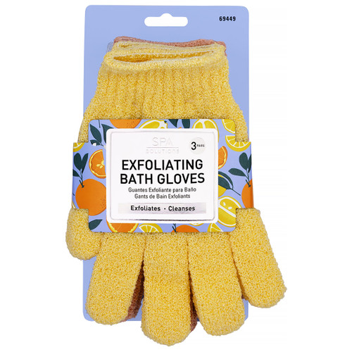 cala EXFOLIATING BATH GLOVES | CITRUS BURST (3PK)