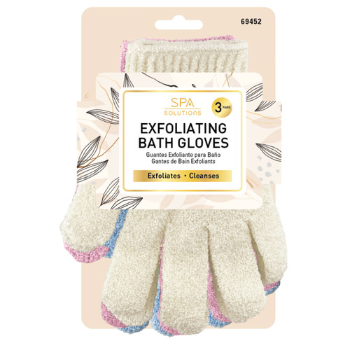 cala EXFOLIATING BATH GLOVES | CREAM 3 PAIRS
