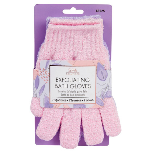 cala EXFOLIATING BATH GLOVES: PNK/LAV