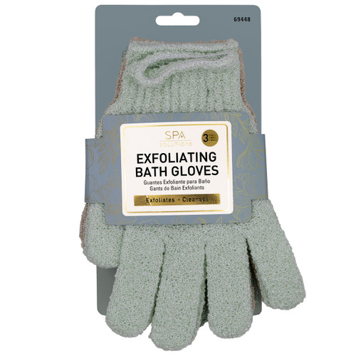 cala EXFOLIATING BATH GLOVES | SOFT SAGE (3PK)
