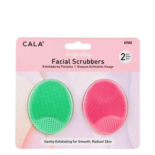 cala FACIAL SCRUBBERS: MINT/SOFT PINK (2PK)