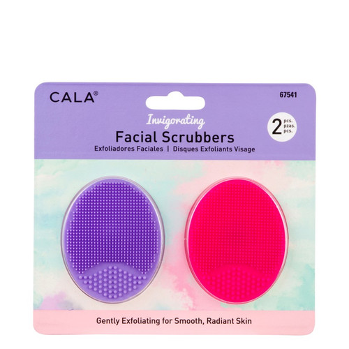 cala FACIAL SCRUBBERS: PURPLE/HOT PINK (2PK)