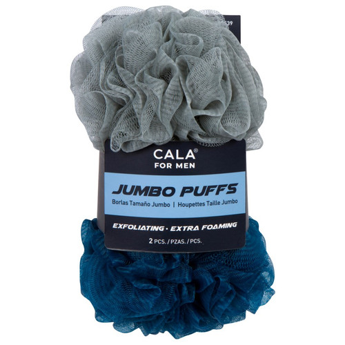 cala JUMBO BATH PUFFS: GREY/BLUE 2PCS