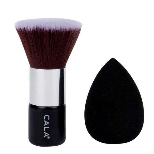 Cala KABUKI BRUSH & SPONGE SET (BLACK)