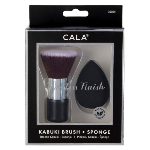 cala KABUKI BRUSH & SPONGE SET (BLACK)