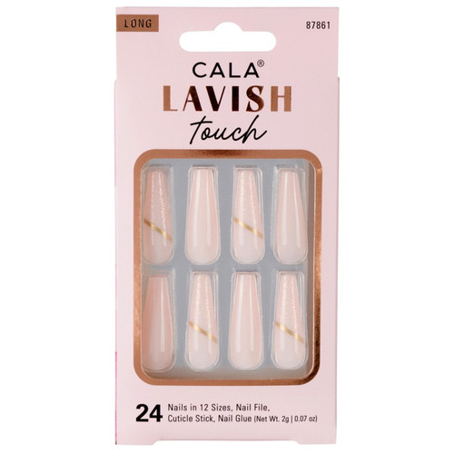 cala LAVISH TOUCH | LONG COFFIN LIGHT PINK W/ GLITTER