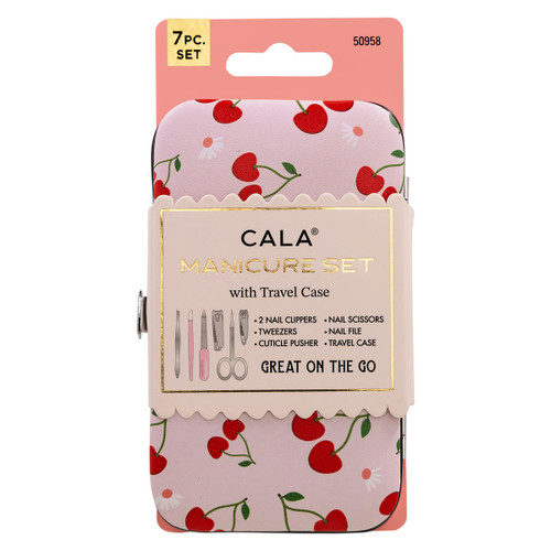 cala MANICURE SET W/TRAVEL CASE (CHERRY PRINTED)