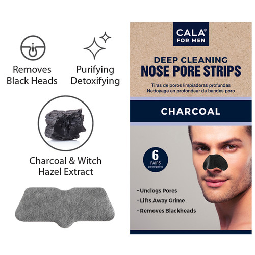 Cala MEN CHARCOAL NOSE PORE STRIPS (6 STRIPS)