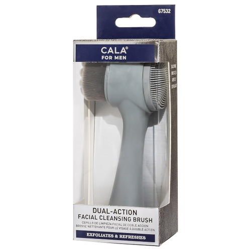 cala MEN'S DUAL ACTION FACIAL CLEANSING BRUSH (GREY)