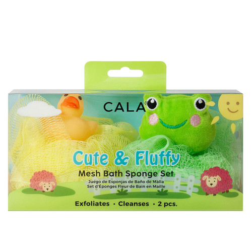 cala MESH BATH SPONGE SET- DUCK/FROG