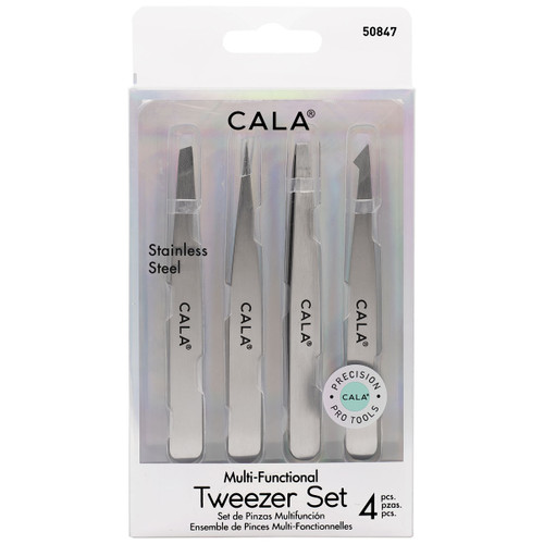 cala MULTI TWEEZER SET: CHROME (4PCS)