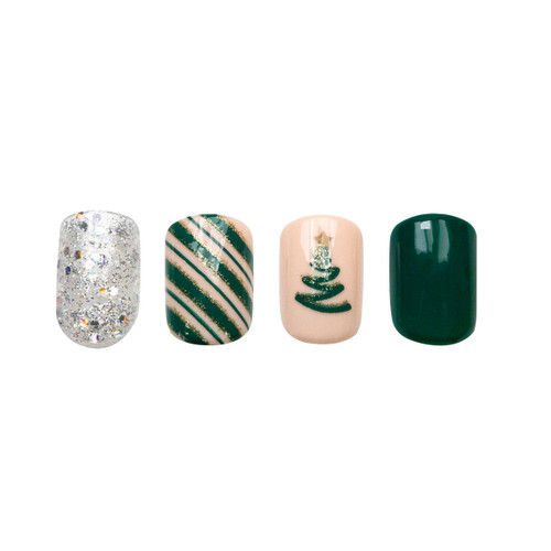Cala POSH DREAMS | SHORT OVAL XMAS TREE NAILS