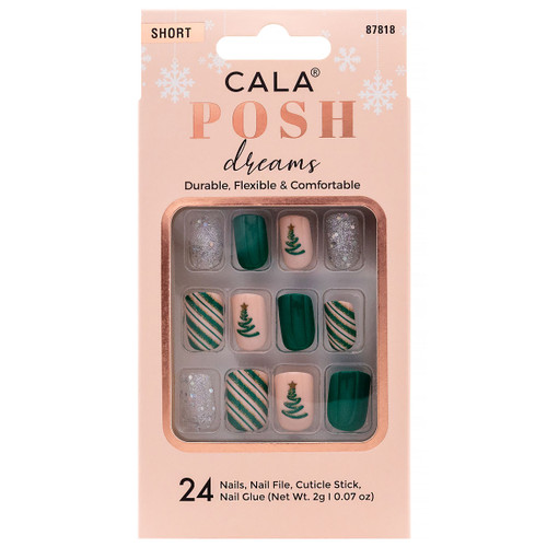 cala POSH DREAMS | SHORT OVAL XMAS TREE NAILS