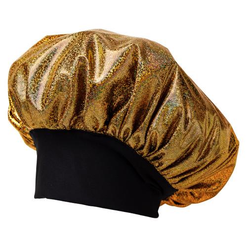 Cala SATIN COMFORT BONNET: SHINY BLK/GOLD