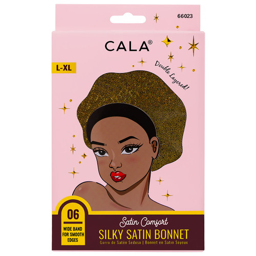 cala SATIN COMFORT BONNET: SHINY BLK/GOLD