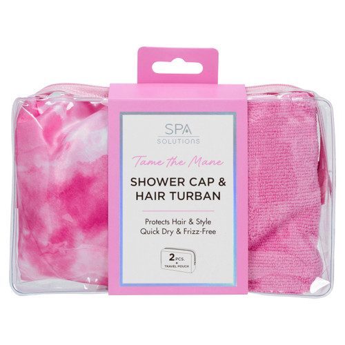 cala SHOWER CAP & HAIR TURBAN (HOT PINK TIE DYE)